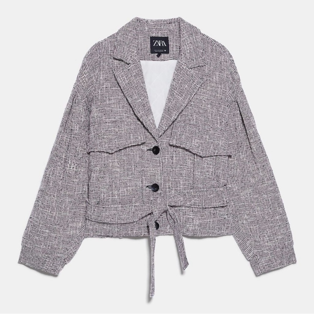Zara  Tweed Bomber Jacket